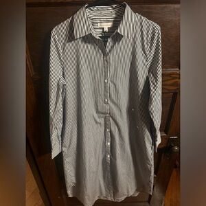 Banana Republic Black and White Long Sleeve Dress, Button Front, NWT, Size Small